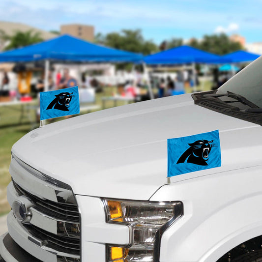 Carolina Panthers Ambassador Car Flags - 2 Pack Mini Auto Flags, 4in X 6in - Carolina Panthers