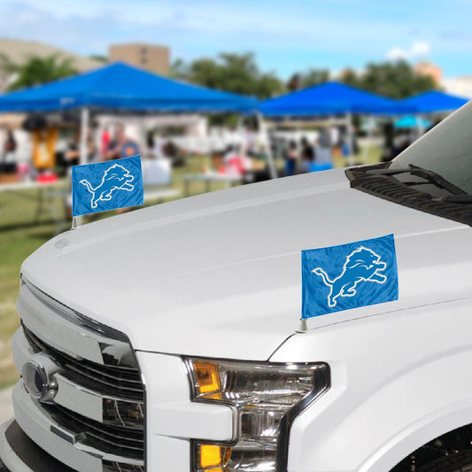 Detroit Lions Ambassador Car Flags - 2 Pack Mini Auto Flags, 4in X 6in - Detroit Lions