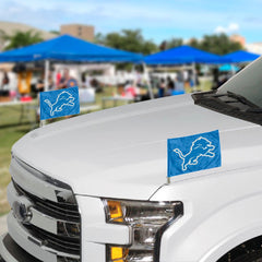 Detroit Lions Ambassador Car Flags - 2 Pack Mini Auto Flags, 4in X 6in - Detroit Lions
