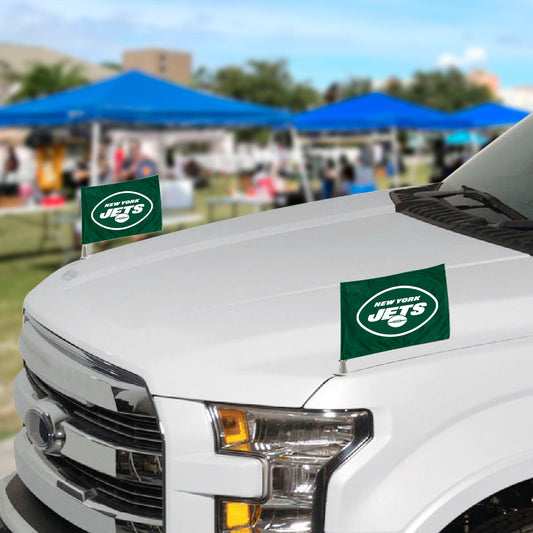 New York Jets Ambassador Car Flags - 2 Pack Mini Auto Flags, 4in X 6in - New York Jets