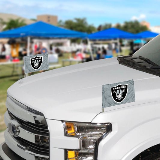 Las Vegas Raiders Ambassador Car Flags, Silver - 2 Pack Mini Auto Flags, 4in X 6in - Las Vegas Raiders