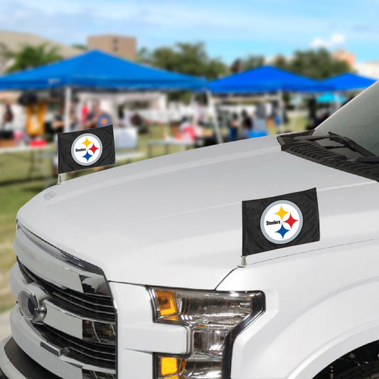 Pittsburgh Steelers Ambassador Car Flags - 2 Pack Mini Auto Flags, 4in X 6in - Pittsburgh Steelers