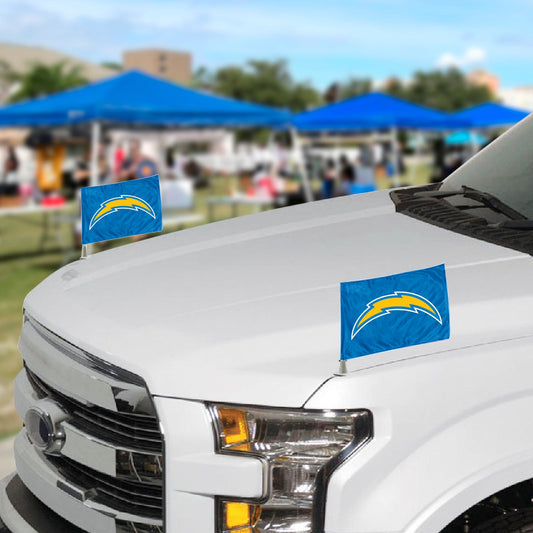 Los Angeles Chargers Ambassador Car Flags - 2 Pack Mini Auto Flags, 4in X 6in - Los Angeles Chargers
