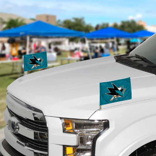 San Jose Sharks Ambassador Car Flags - 2 Pack Mini Auto Flags, 4in X 6in - San Jose Sharks