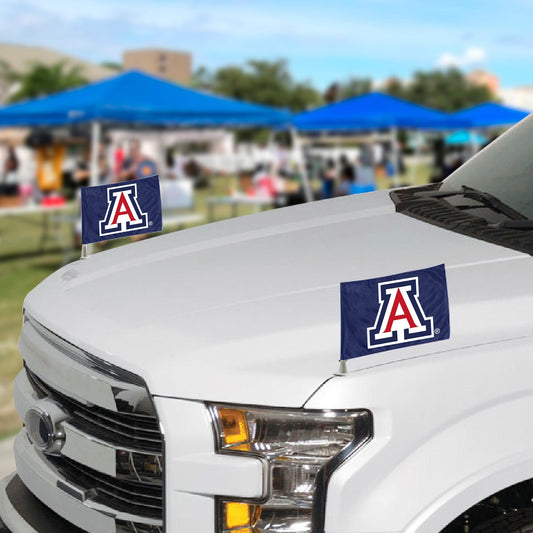 Arizona Wildcats Ambassador Car Flags - 2 Pack Mini Auto Flags, 4in X 6in - Arizona