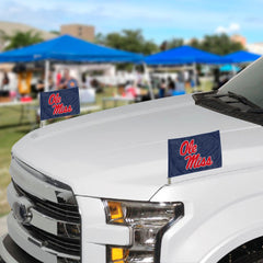 Ole Miss Rebels Ambassador Car Flags - 2 Pack Mini Auto Flags, 4in X 6in - Ole Miss