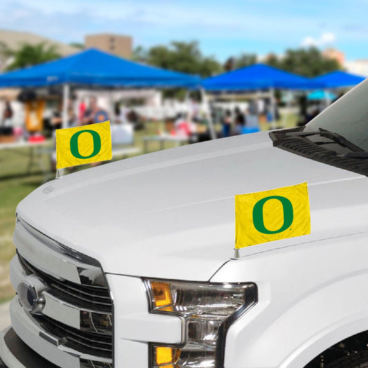 Oregon Ducks Ambassador Car Flags - 2 Pack Mini Auto Flags, 4in X 6in - Oregon