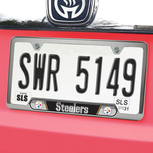 Pittsburgh Steelers Embossed License Plate Frame, 6.25in x 12.25in - Pittsburgh Steelers