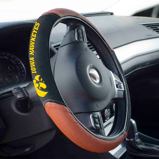 Iowa Hawkeyes Football Grip Steering Wheel Cover 15" Diameter - Iowa