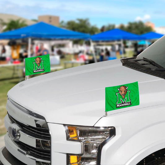 Marshall Thundering Herd Ambassador Car Flags - 2 Pack Mini Auto Flags, 4in X 6in - Marshall