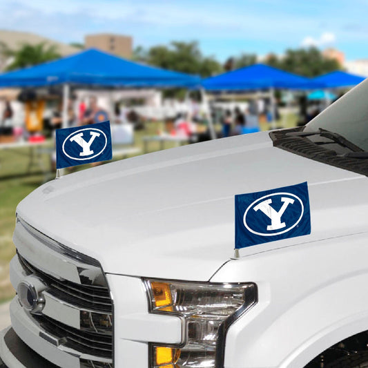 BYU Cougars Ambassador Car Flags - 2 Pack Mini Auto Flags, 4in X 6in - BYU
