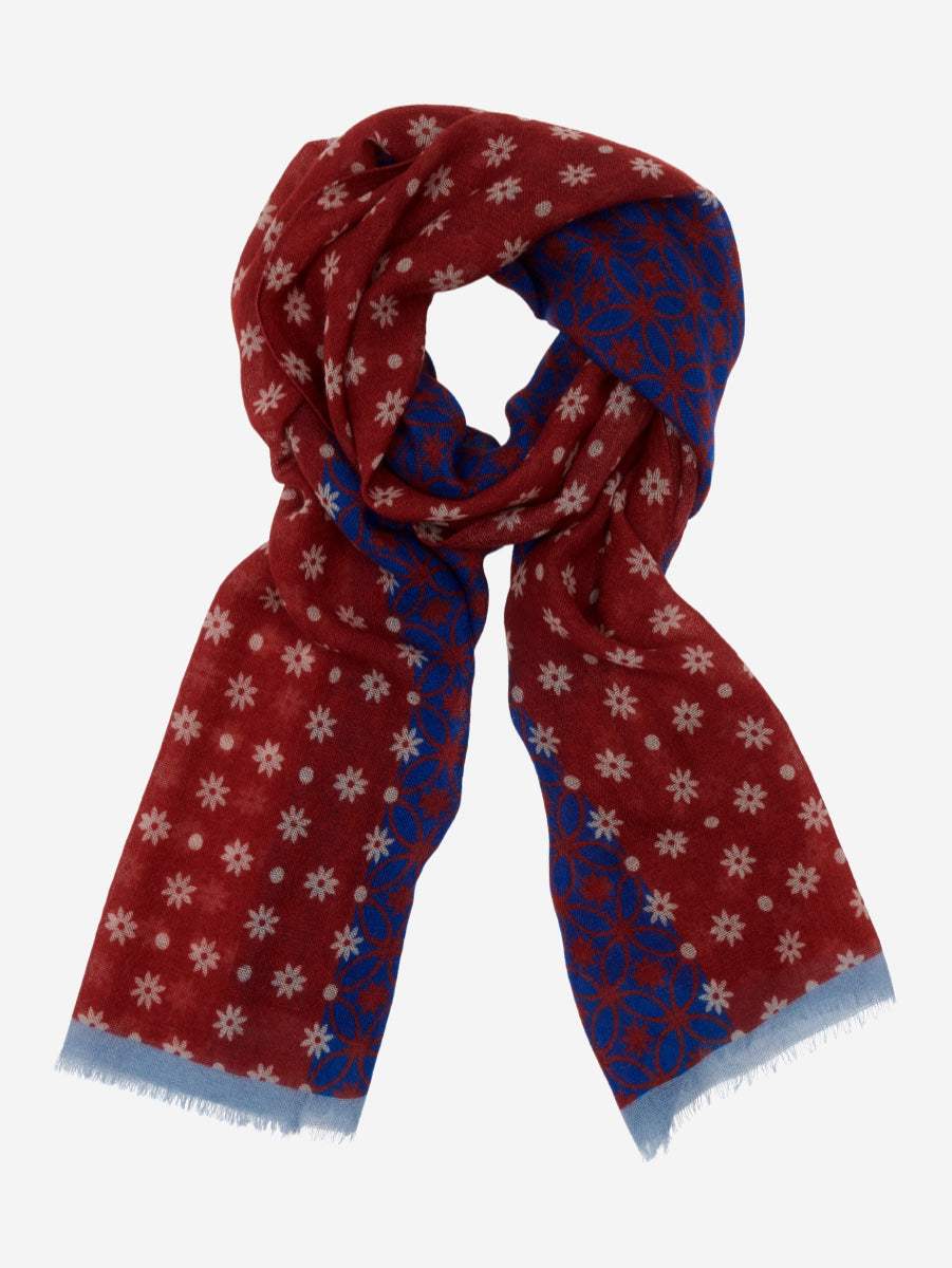 Andrea (red/blue) - Soft and lightweight Italian scarf from 100% wool - Leather Gloves Online - Flyclothing LLC