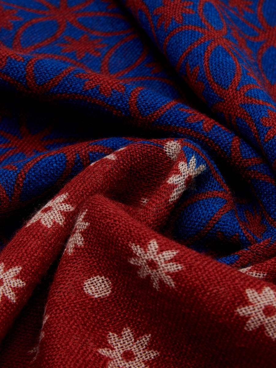Andrea (red/blue) - Soft and lightweight Italian scarf from 100% wool - Leather Gloves Online - Flyclothing LLC