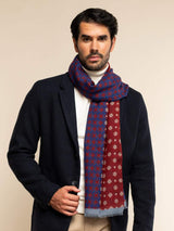 Andrea (red/blue) - Soft and lightweight Italian scarf from 100% wool - Leather Gloves Online - Flyclothing LLC