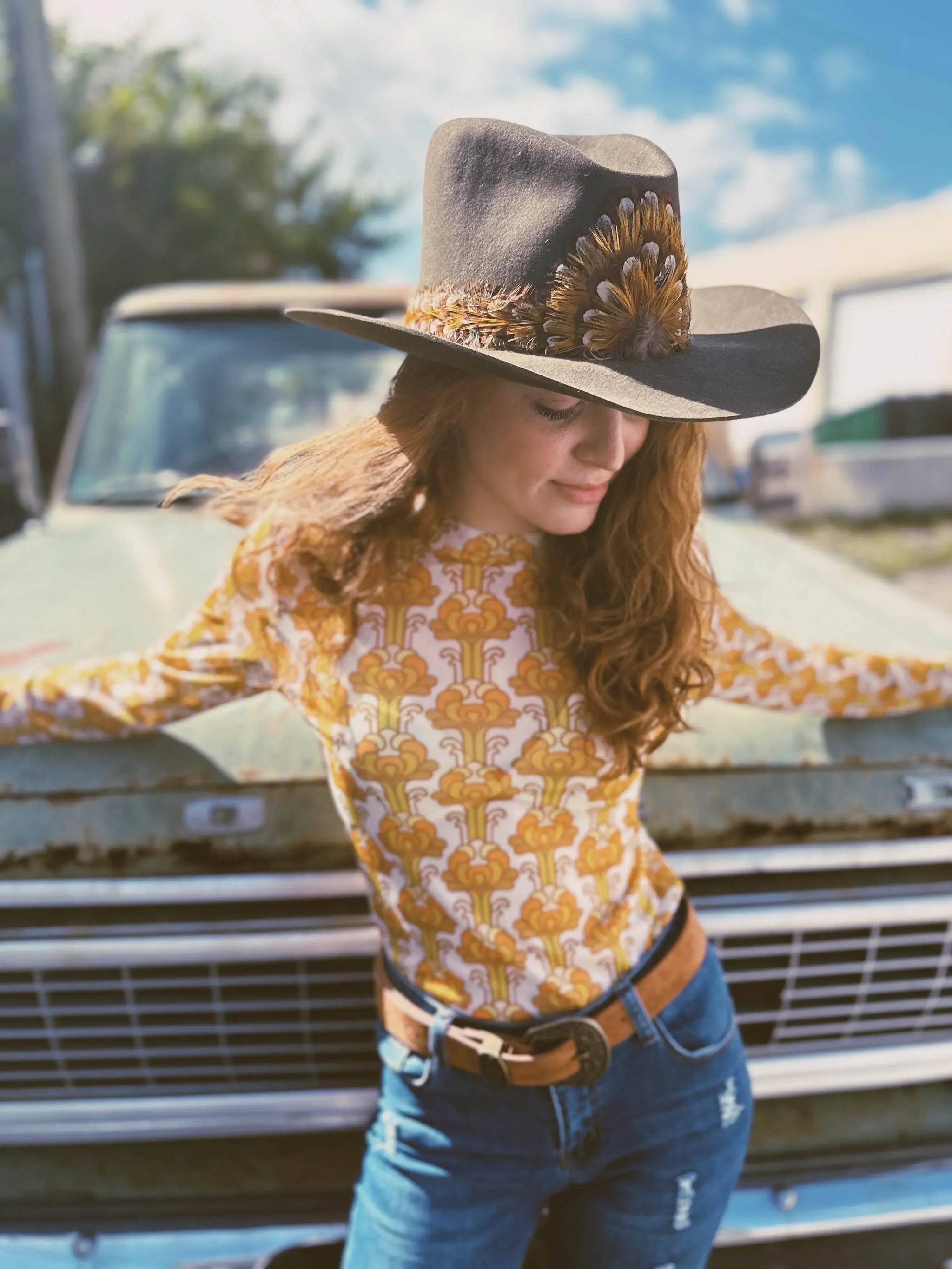Streets of Gold Golden Yellow Tulip Flower MESH TOP - Lil Bee's Bohemian - Flyclothing LLC