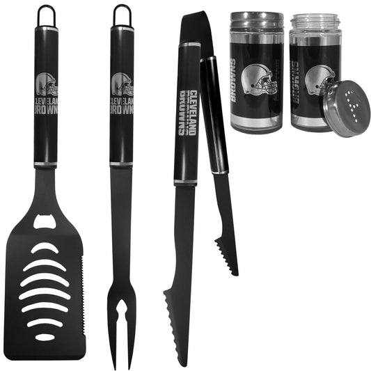 Cleveland Browns 3pc Black BBQ Tools w/Shakers - Cleveland Browns - Flyclothing LLC