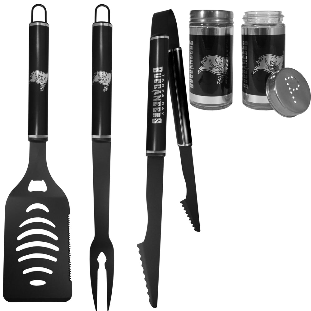 Tampa Bay Buccaneers 3pc Black BBQ Tools w/Shakers