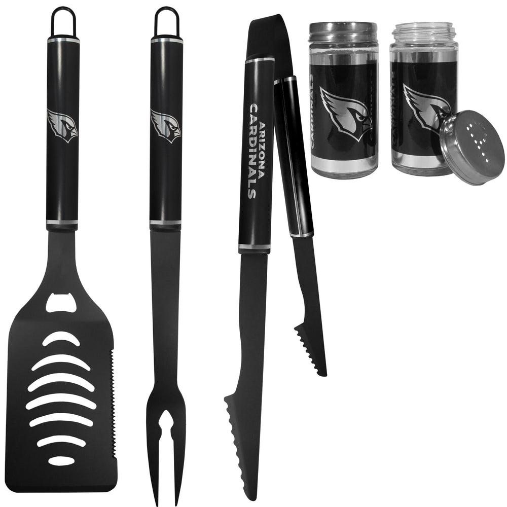 Arizona Cardinals 3pc Black BBQ Tools w/Shakers