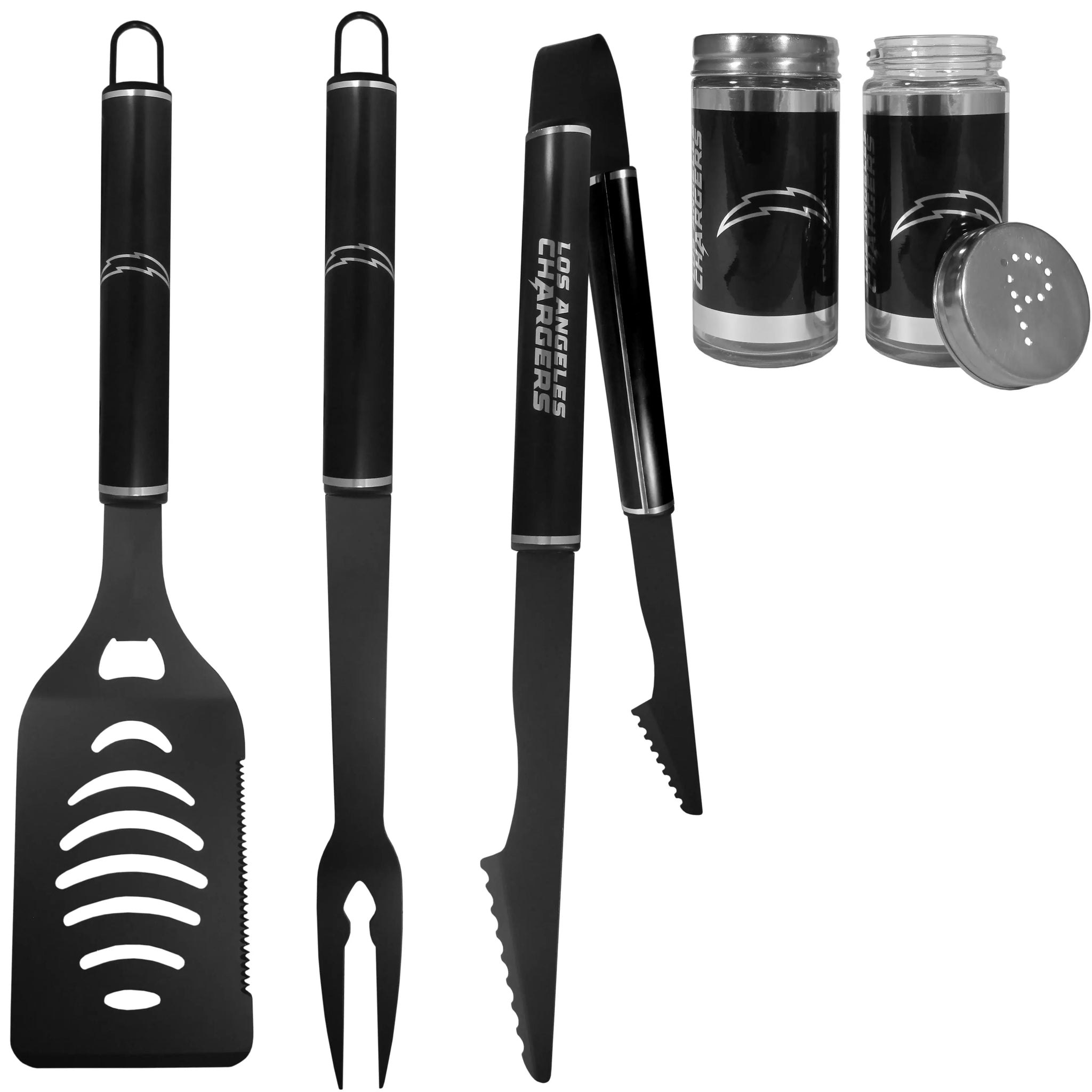 Los Angeles Chargers 3pc Black BBQ Tools w/Shakers - Los Angeles Chargers - Flyclothing LLC