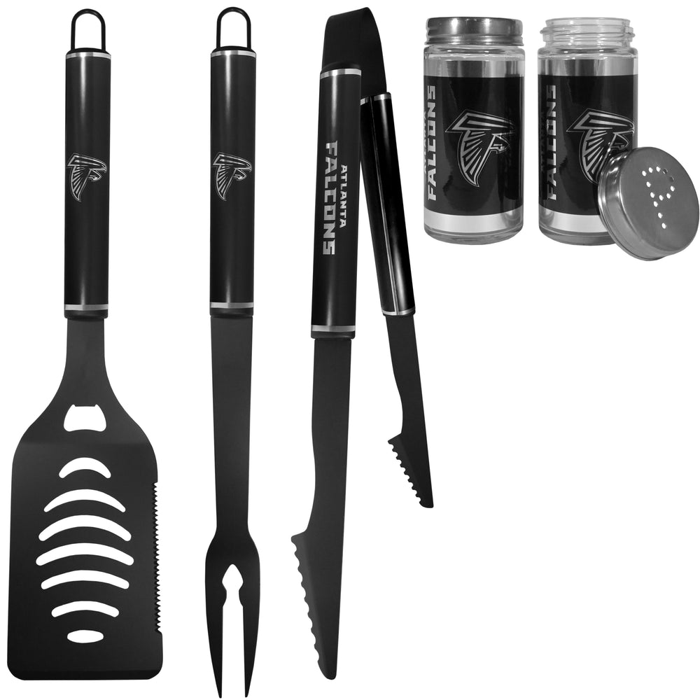 Atlanta Falcons 3pc Black BBQ Tools w/Shakers - Atlanta Falcons