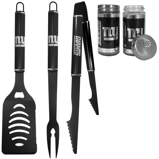 New York Giants 3pc Black BBQ Tools w/Shakers - New York Giants - Flyclothing LLC