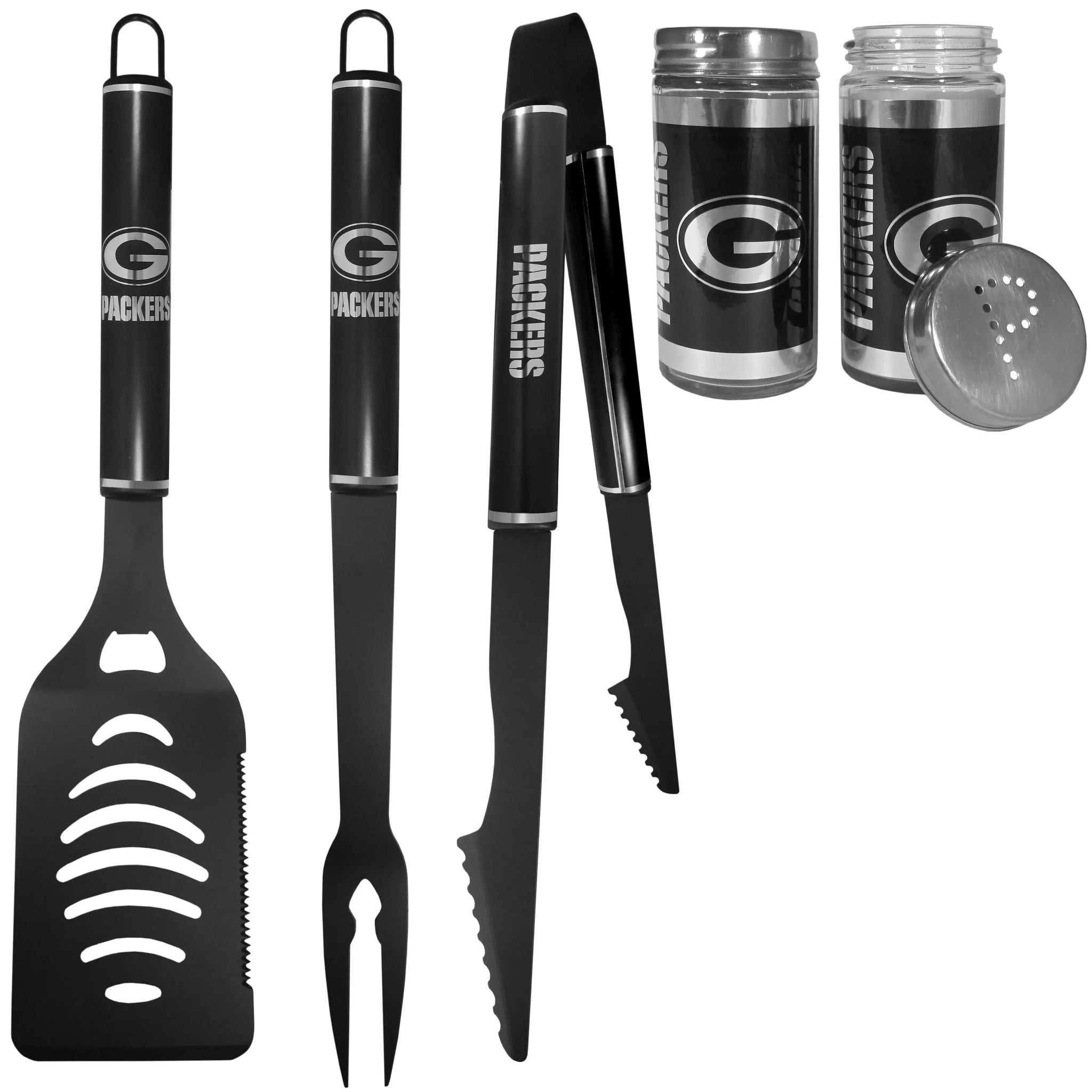 Green Bay Packers 3pc Black BBQ Tools w/Shakers - Green Bay Packers - Flyclothing LLC