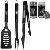 Las Vegas Raiders 3pc Black BBQ Tools w/Shakers - Las Vegas Raiders - Flyclothing LLC