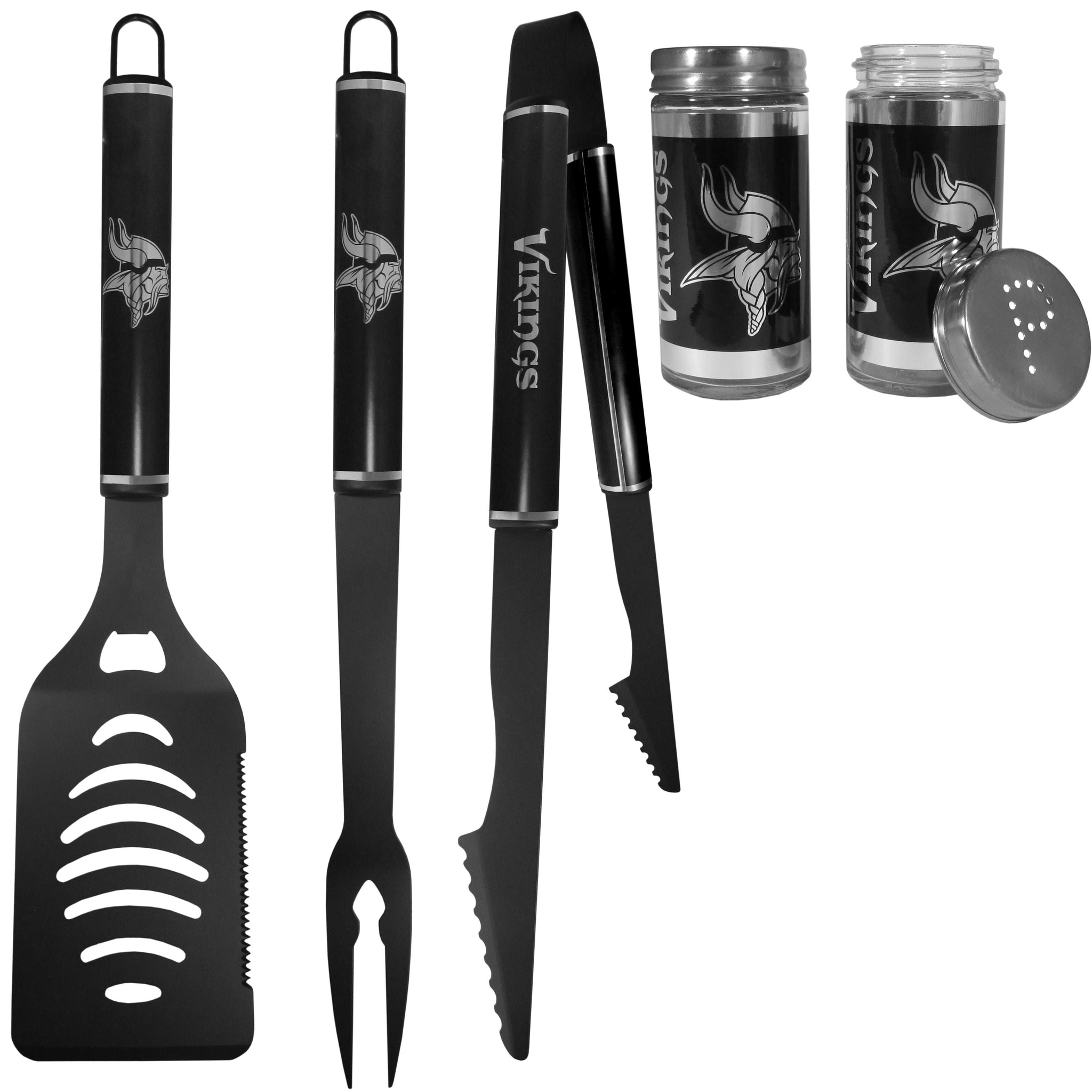 Minnesota Vikings 3pc Black BBQ Tools w/Shakers - Minnesota Vikings - Flyclothing LLC