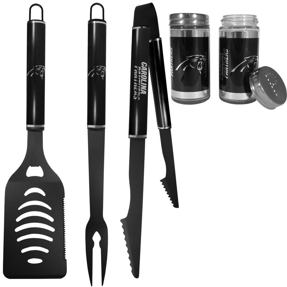 Carolina Panthers 3pc Black BBQ Tools w/Shakers