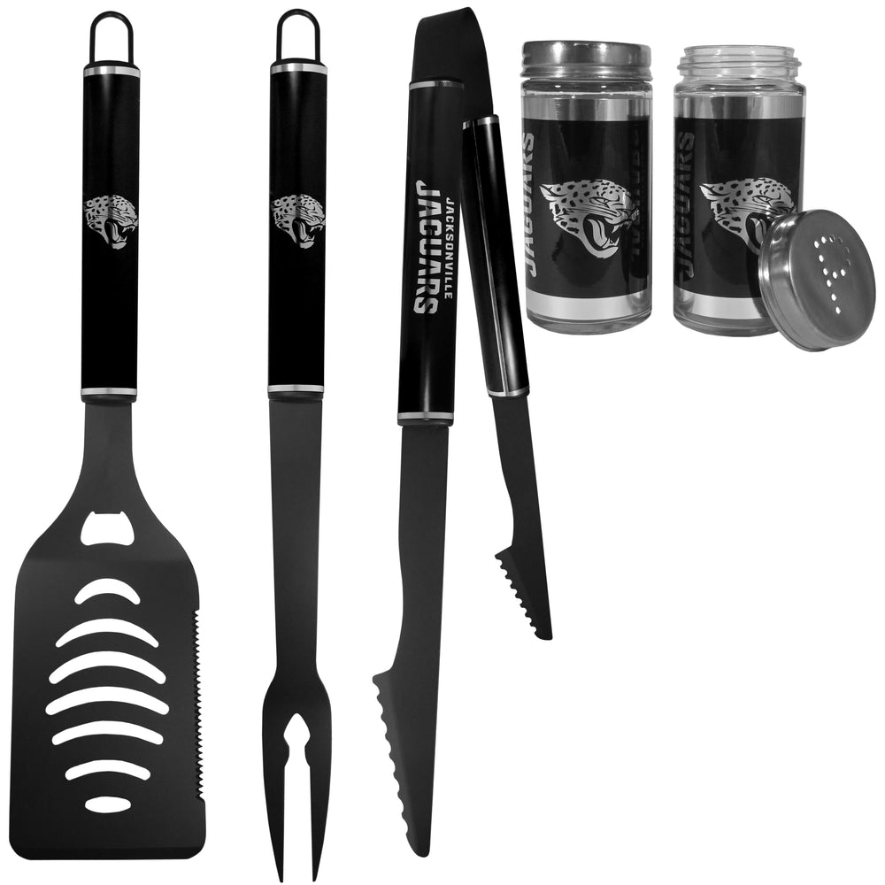 Jacksonville Jaguars 3pc Black BBQ Tools w/Shakers