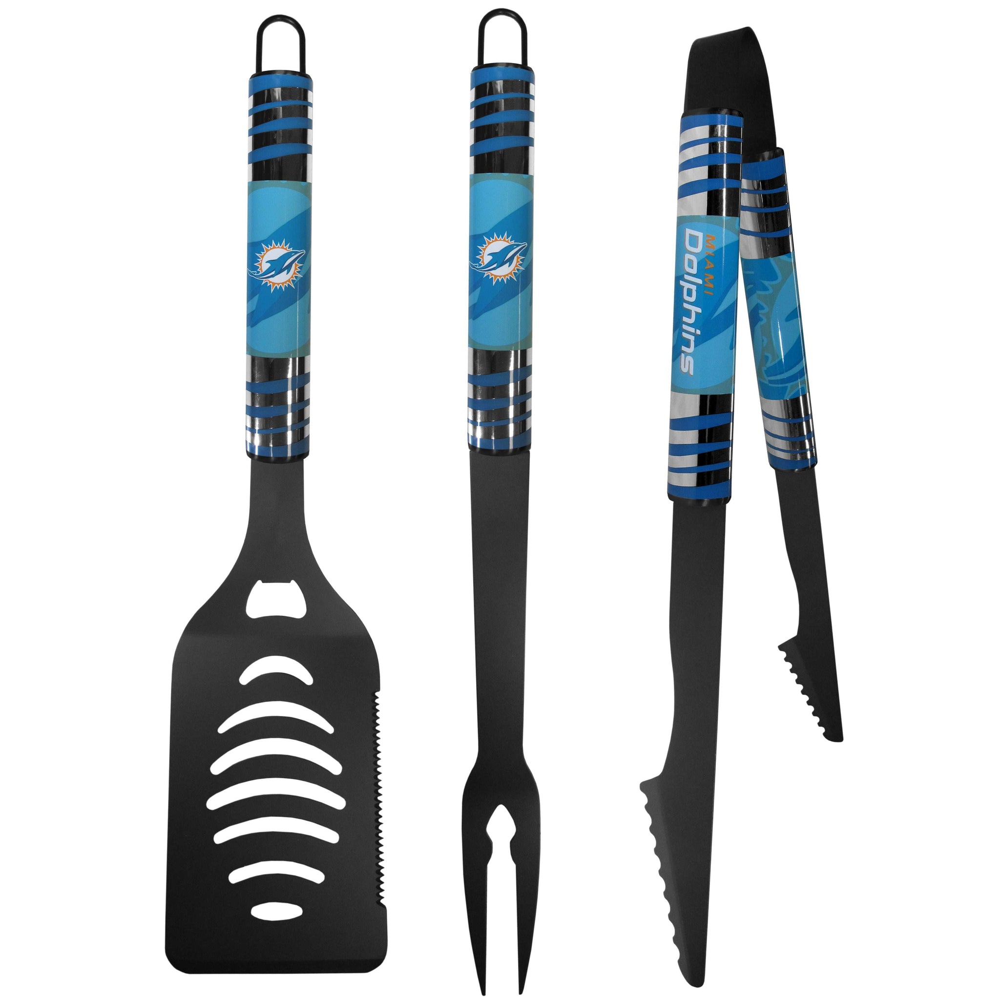 Miami Dolphins 3 pc Black Tailgater BBQ Set - Miami Dolphins - Flyclothing LLC