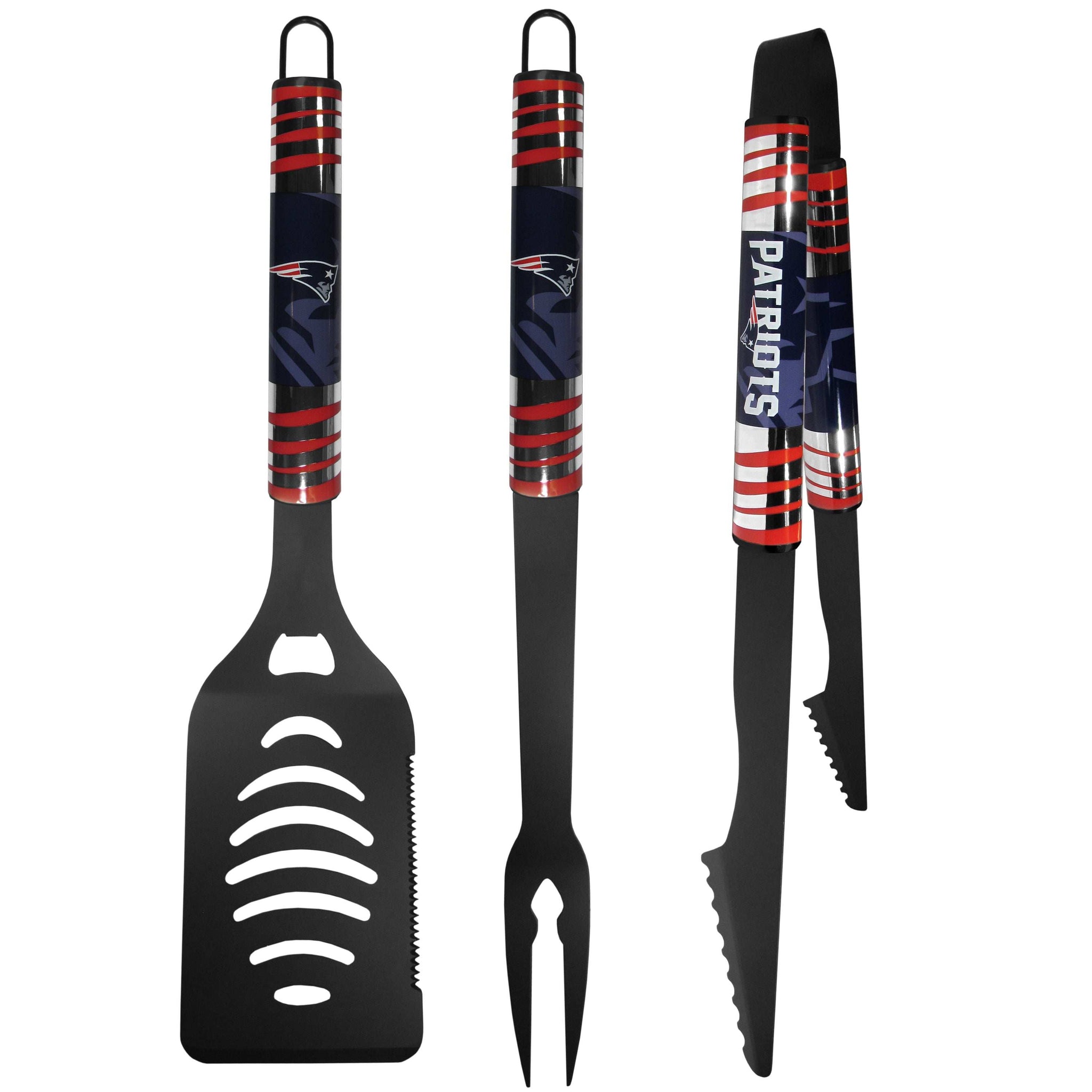 New England Patriots 3 pc Black Tailgater BBQ Set - New England Patriots - Flyclothing LLC