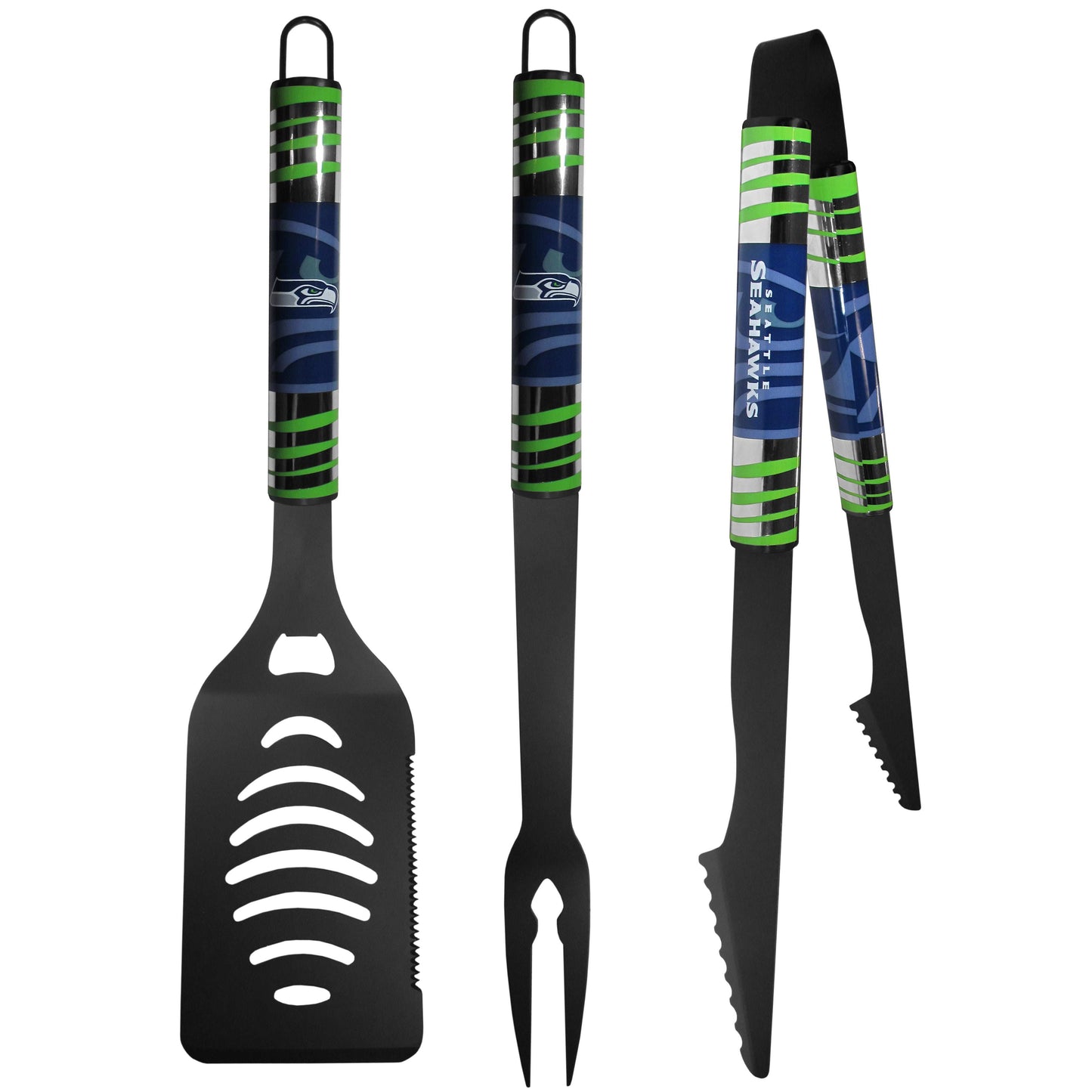 Seattle Seahawks 3 pc Black Tailgater BBQ Set - Seattle Seahawks - Flyclothing LLC