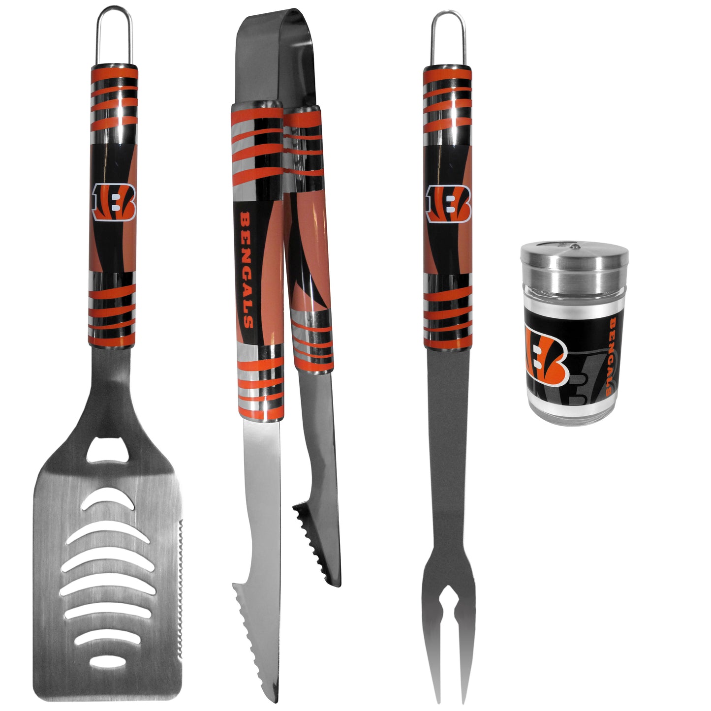 Cincinnati Bengals 3 pc Tailgater BBQ Set and Season Shaker