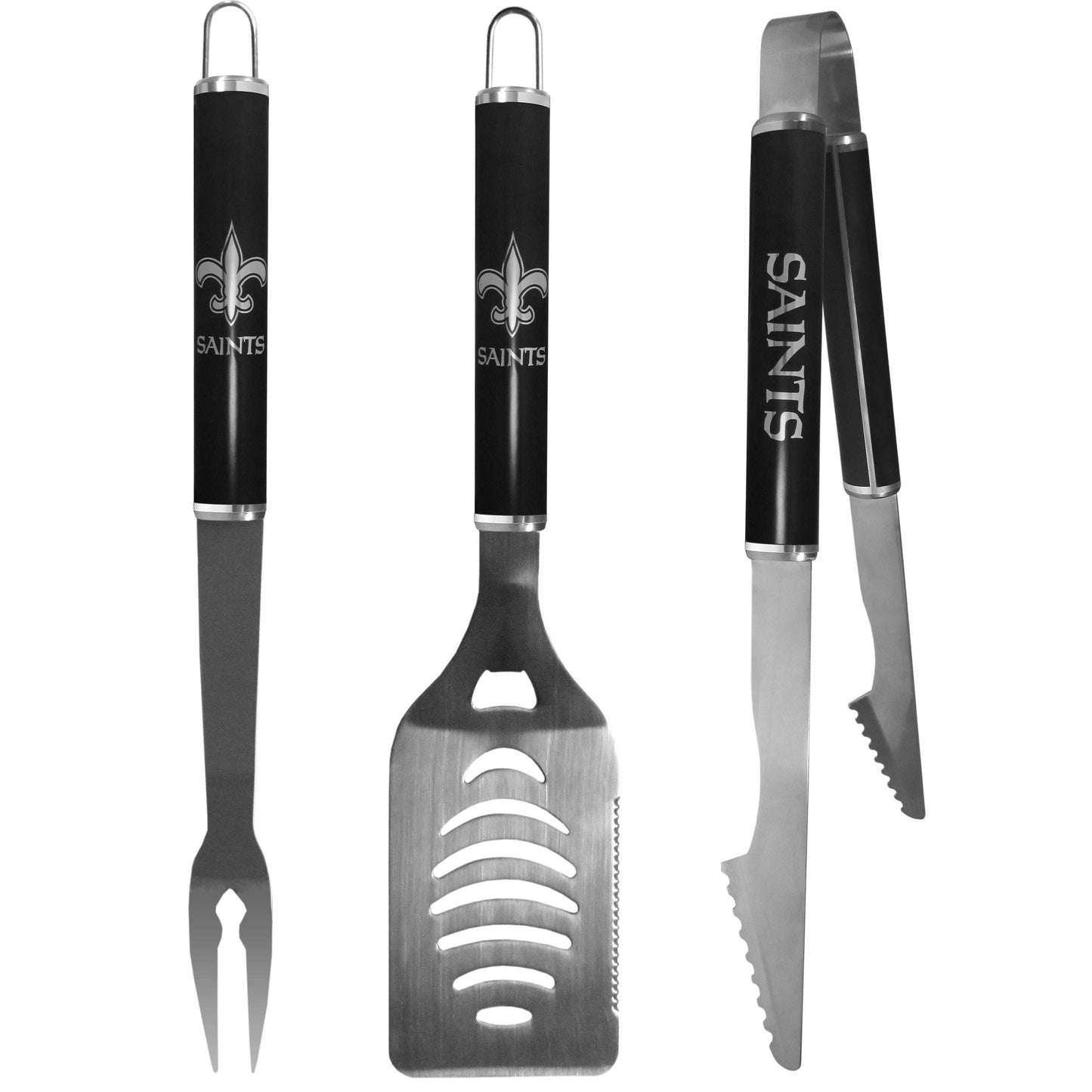 New Orleans Saints 3 pc Steel BBQ Set in Black - New Orleans Saints - Flyclothing LLC