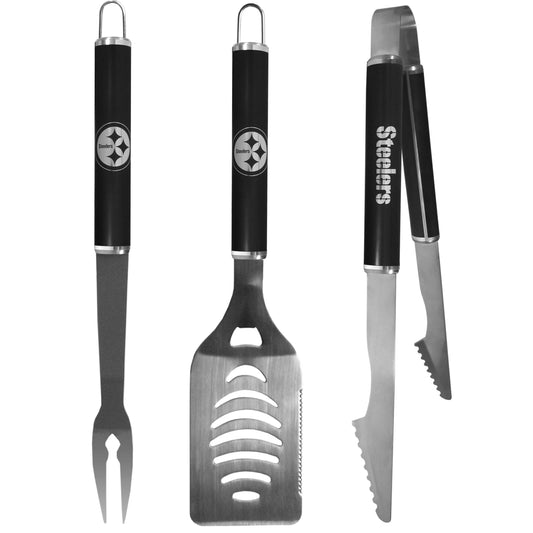 Pittsburgh Steelers 3 pc Steel BBQ Set in Black - Pittsburgh Steelers - Flyclothing LLC