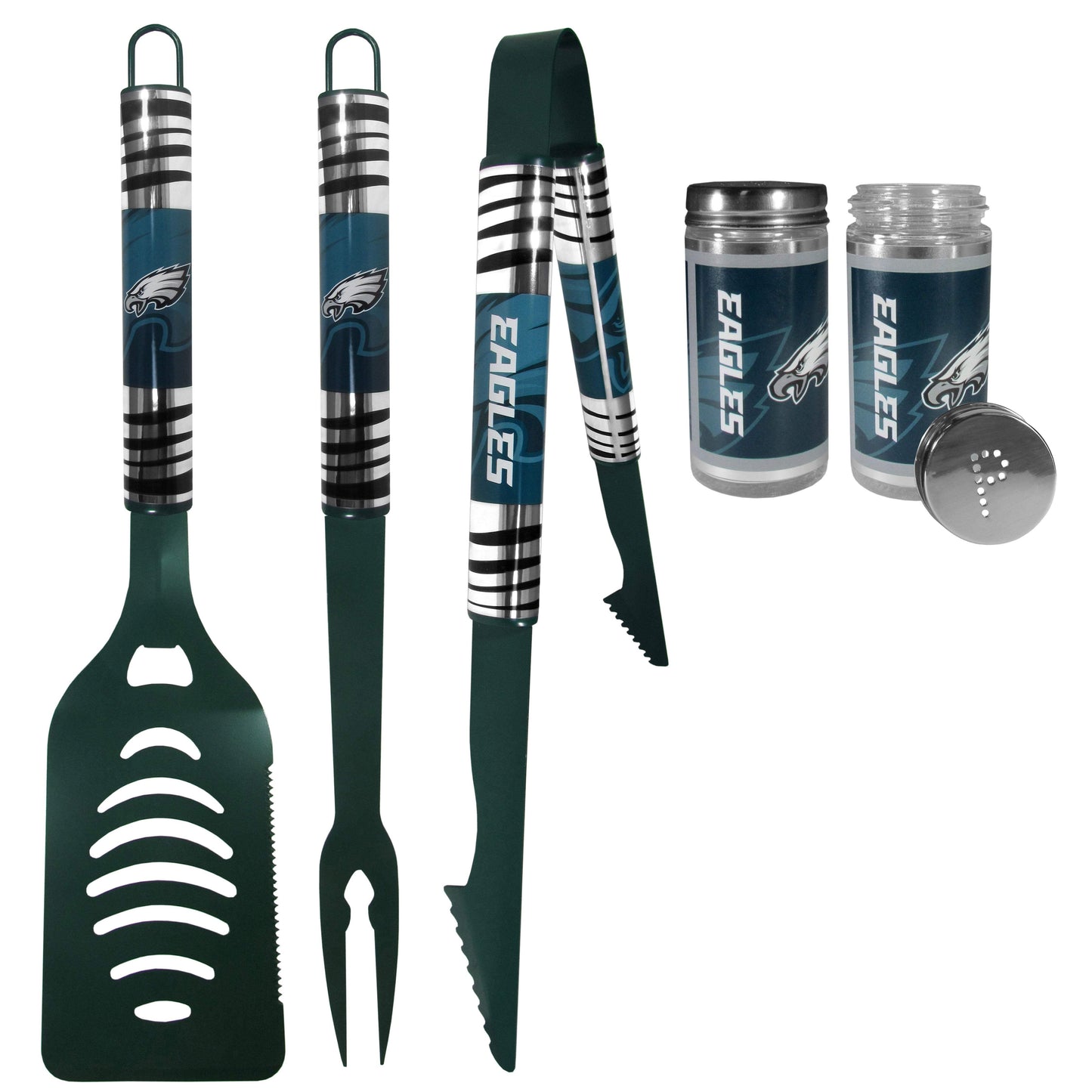 Philadelphia Eagles 3pc Color BBQ Tools w/Salt & Pepper Shakers - Philadelphia Eagles - Flyclothing LLC