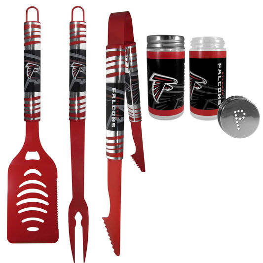 Atlanta Falcons 3pc Color BBQ Tools w/Salt & Pepper Shakers - Atlanta Falcons