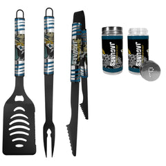 Jacksonville Jaguars 3pc Color BBQ Tools w/Salt & Pepper Shakers - Jacksonville Jaguars