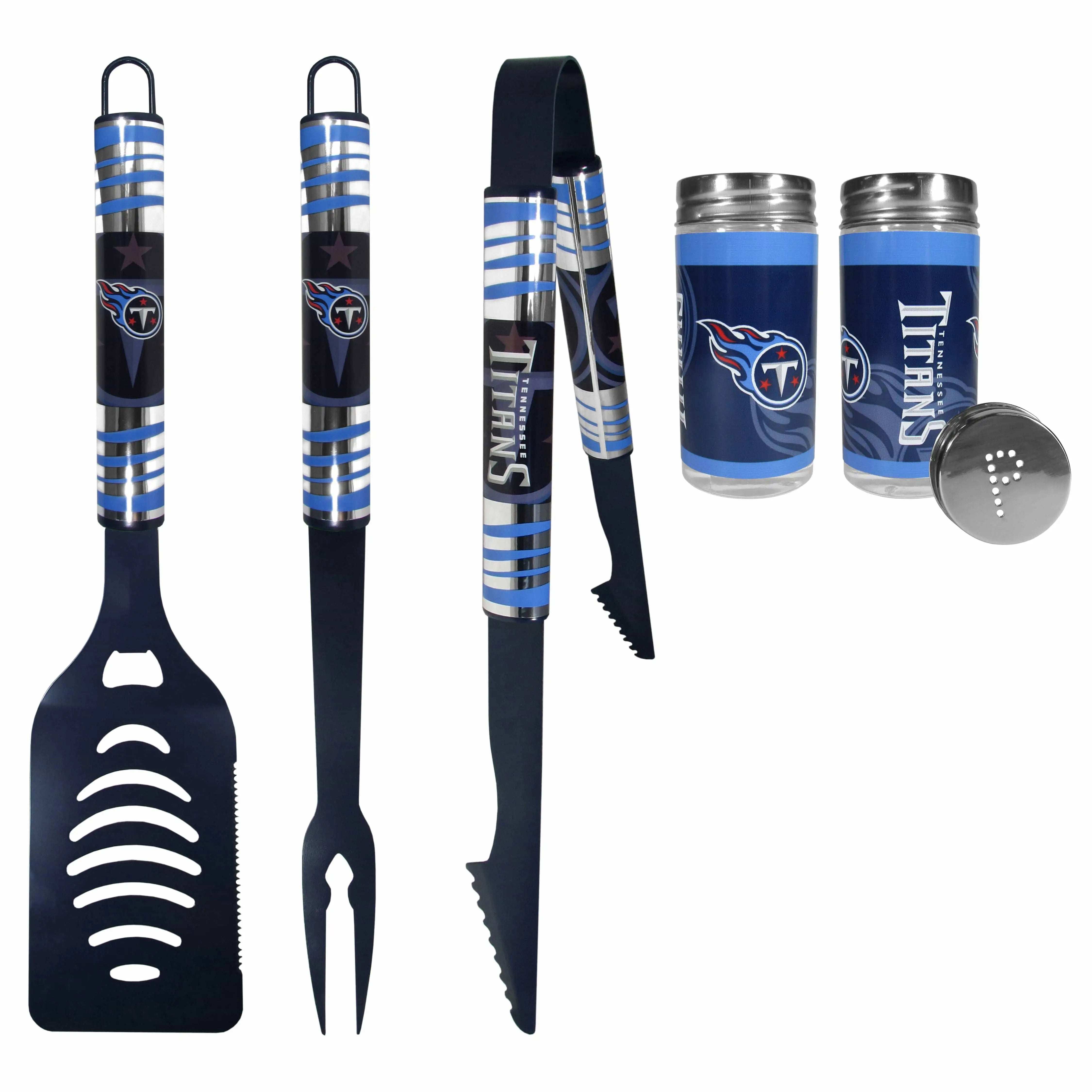 Tennessee Titans 3pc Color BBQ Tools w/Salt & Pepper Shakers - Tennessee Titans - Flyclothing LLC