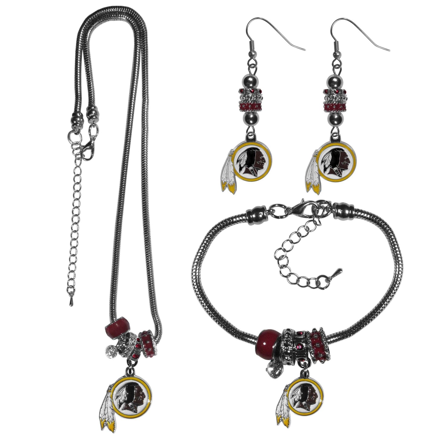 Washington Commanders Euro Bead Jewelry 3 piece Set - Siskiyou Buckle - Flyclothing LLC