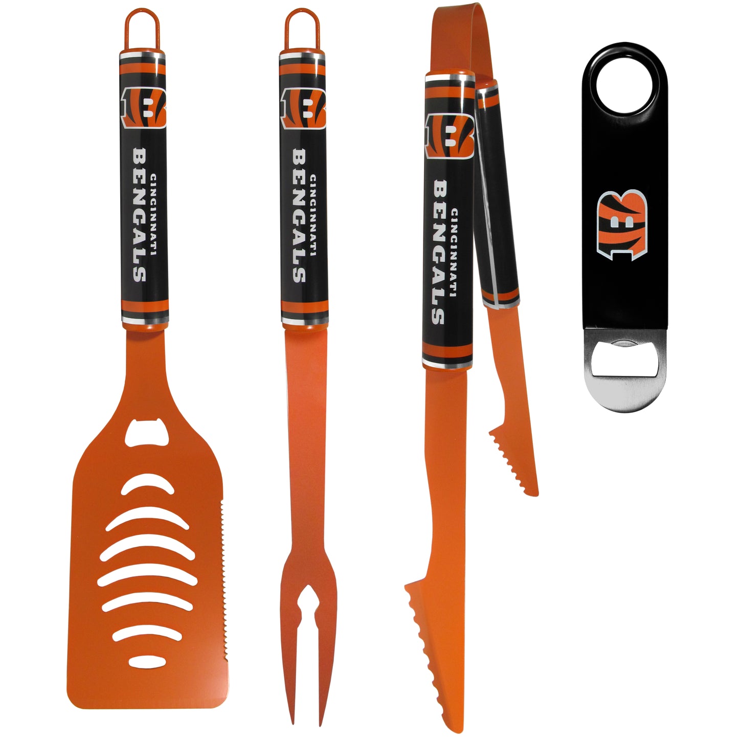 Cincinnati Bengals 3 pc Logo BBQ Tools w/Bottle Opener