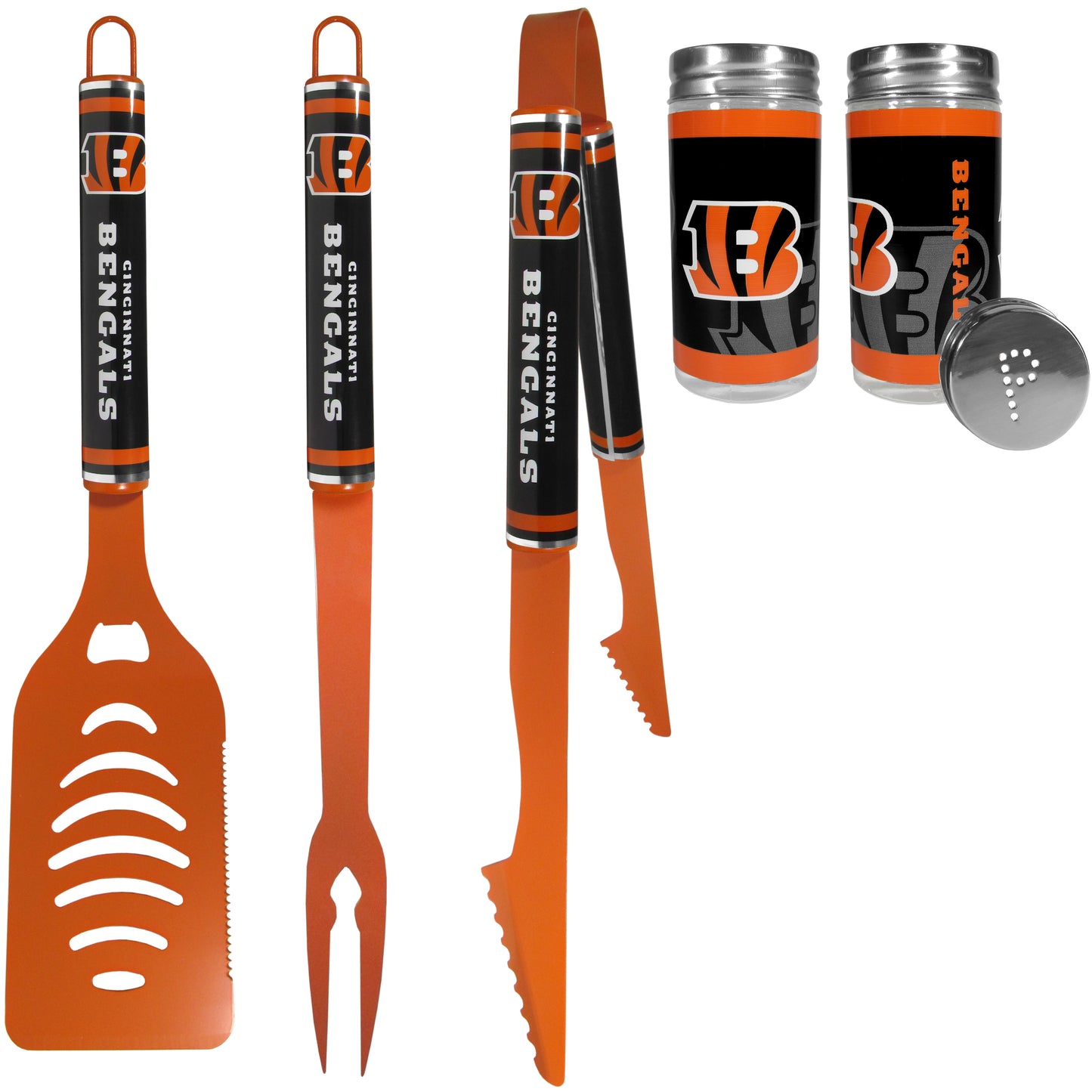 Cincinnati Bengals 3 pc Logo BBQ Tools w/Shakers