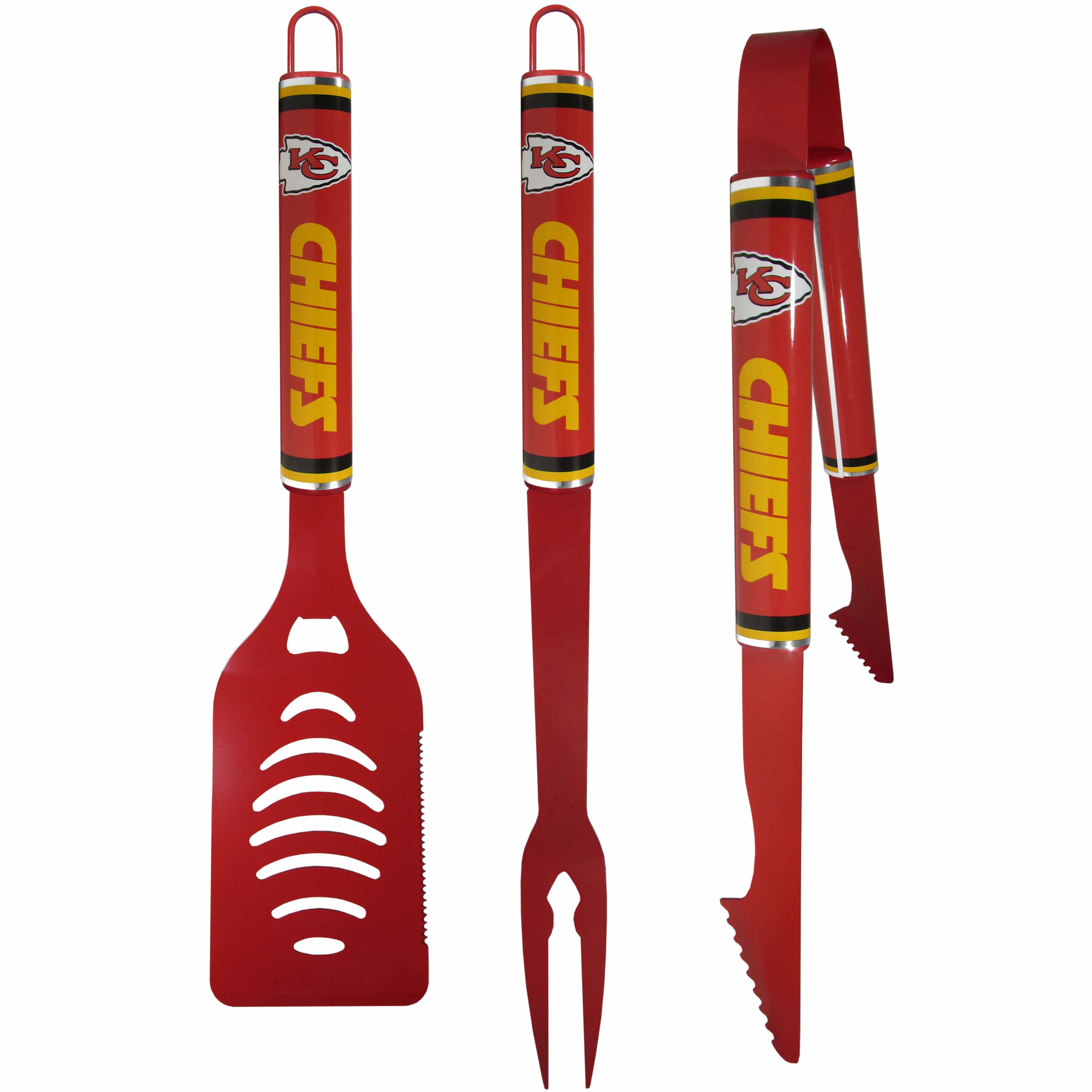 Kansas City Chiefs 3 pc Color BBQ Tools - Kansas City Chiefs