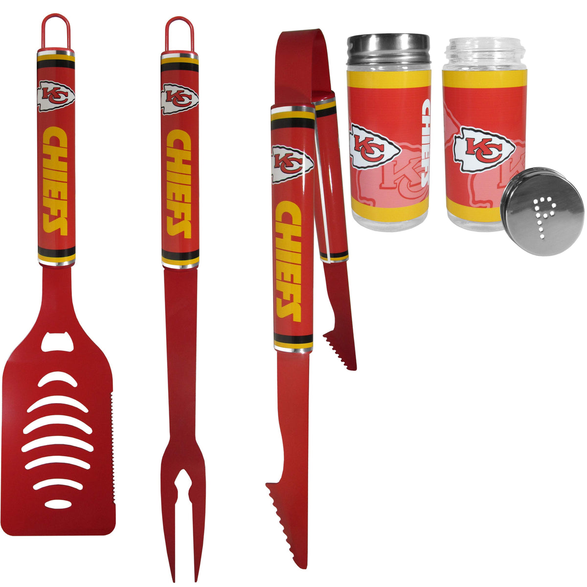 Kansas City Chiefs 3 pc Logo BBQ Tools w/Shakers - Siskiyou - Flyclothing LLC