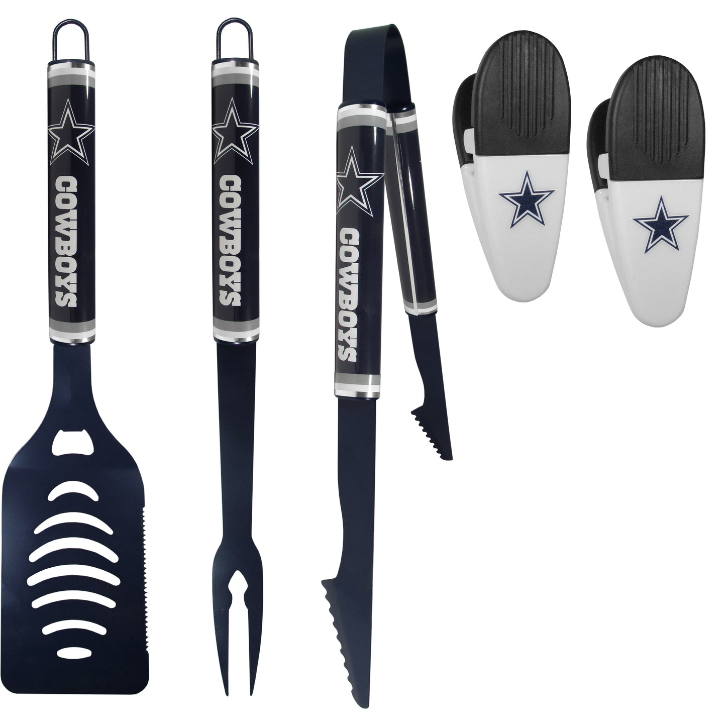 Dallas Cowboys 3 pc Logo BBQ Tools w/Chip Clips