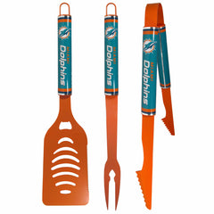 Miami Dolphins 3 pc Color BBQ Tools - Miami Dolphins