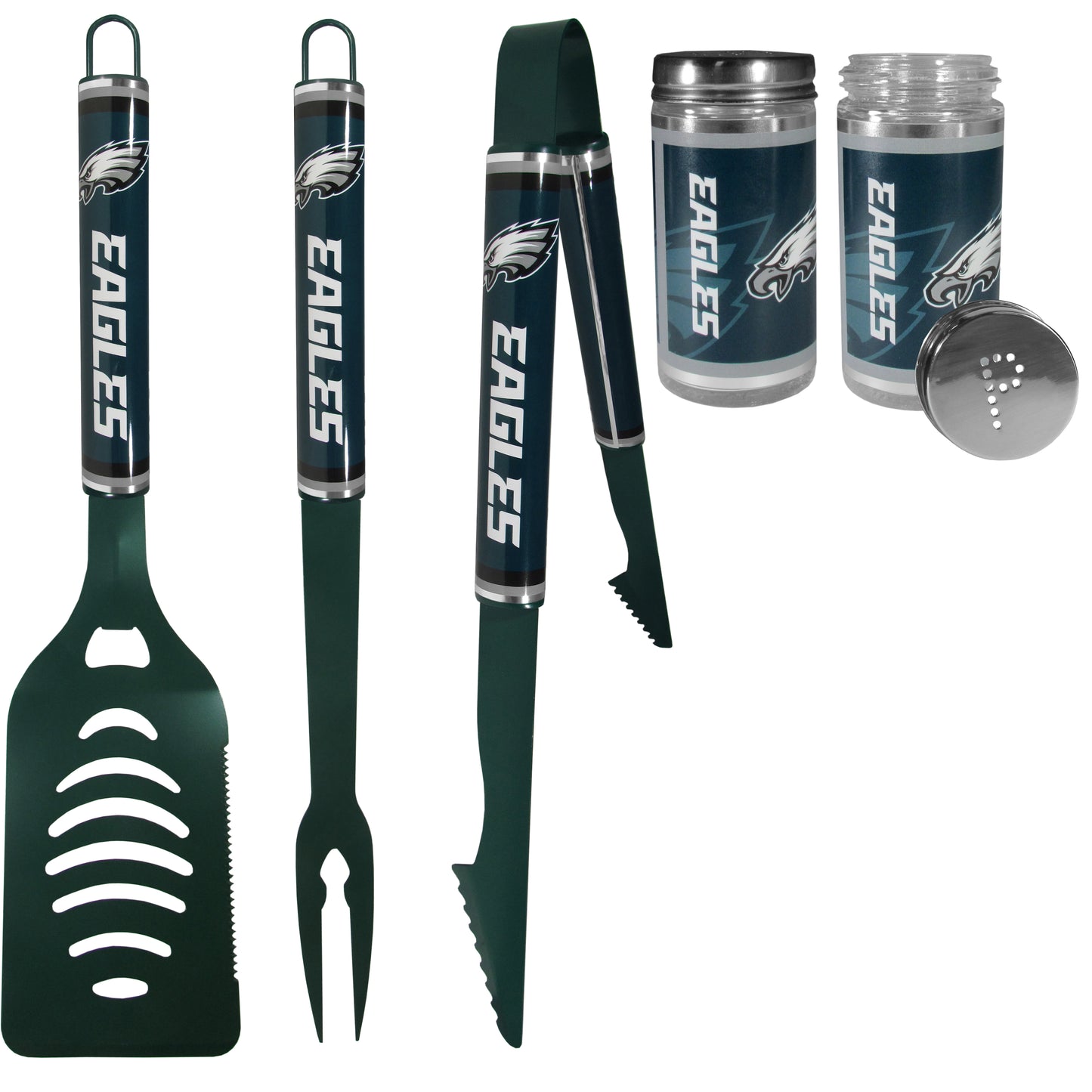 Philadelphia Eagles 3 pc Logo BBQ Tools w/Shakers