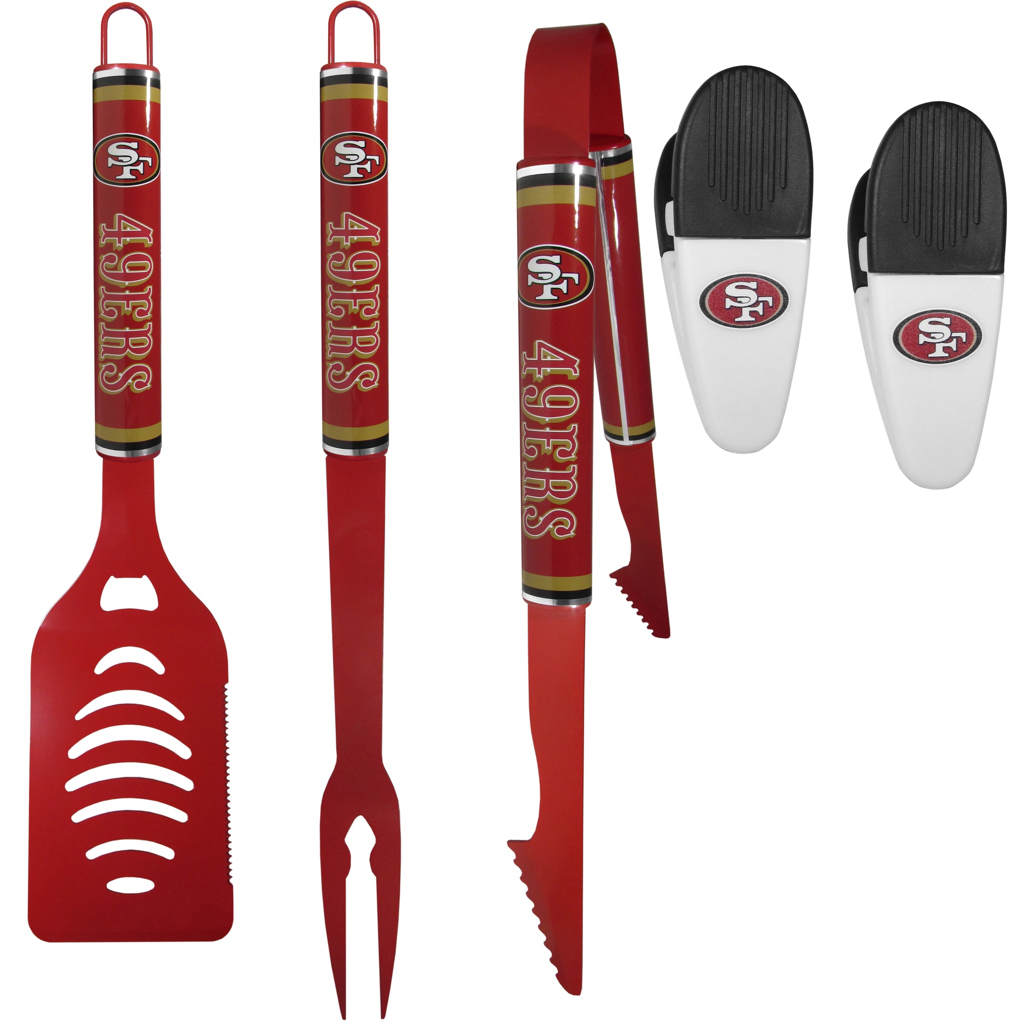 San Francisco 49ers 3 pc Logo BBQ Tools w/Chip Clips