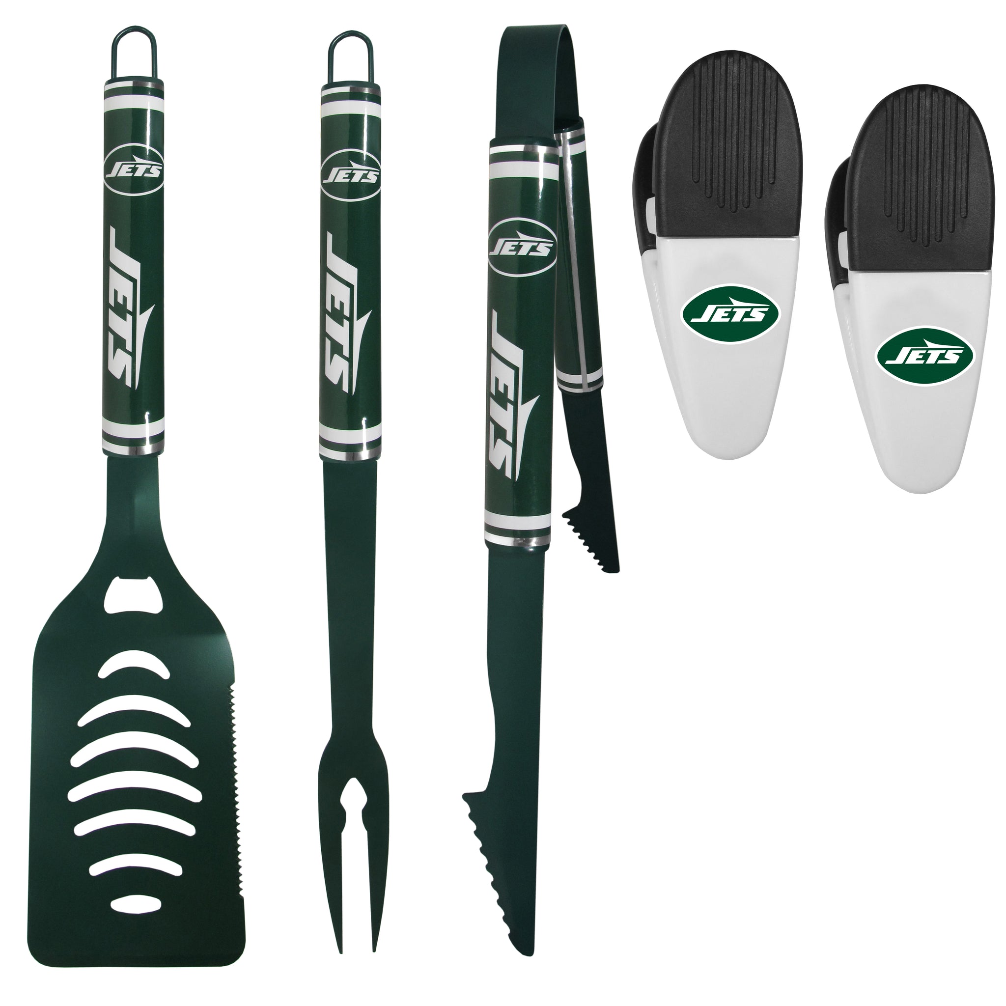 New York Jets 3 pc Logo BBQ Tools w/Chip Clips